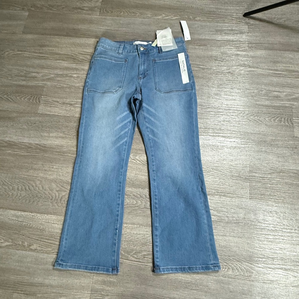 Tahari Natalie Mid-rise Miniboot Jeans Glacier Wash Petite 4P TPS1422K Blue